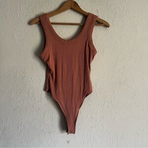 Mango Terracotta Ribbed Bodysuit